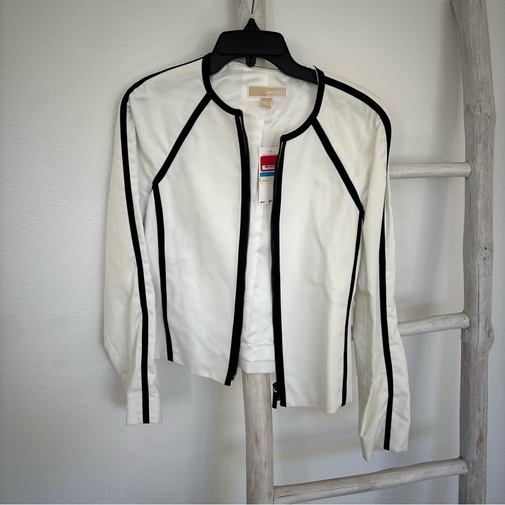 Michael Kors White Jacket with Black Trim